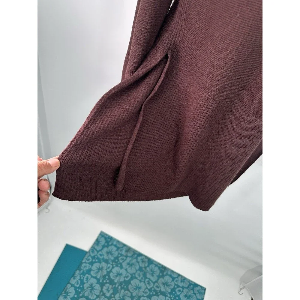 FREE PEOPLE ‎ Brown Cross V Neck, Bell/Long Sleeve Tunic Vented Sweater Size S/P